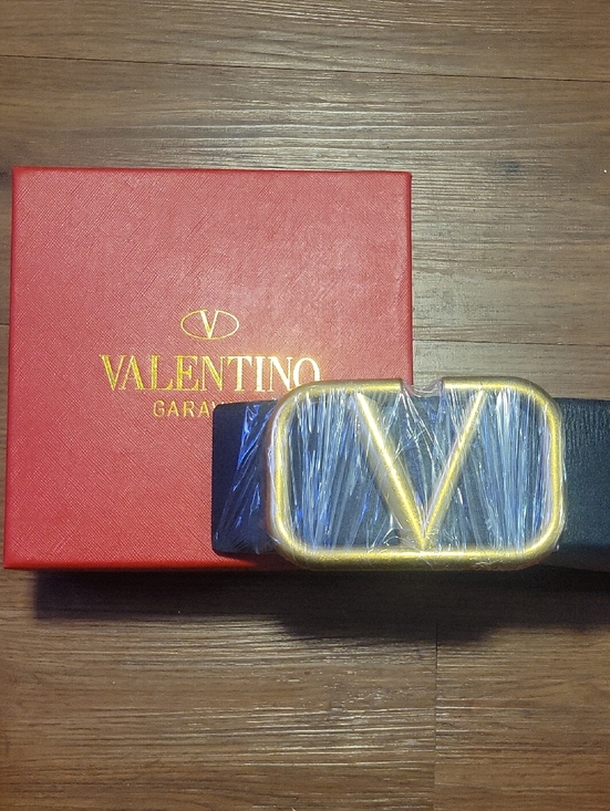 Valentino Garavani Accessories - Valentino Garavani Black Leather Belt with Gold V Logo Buckle